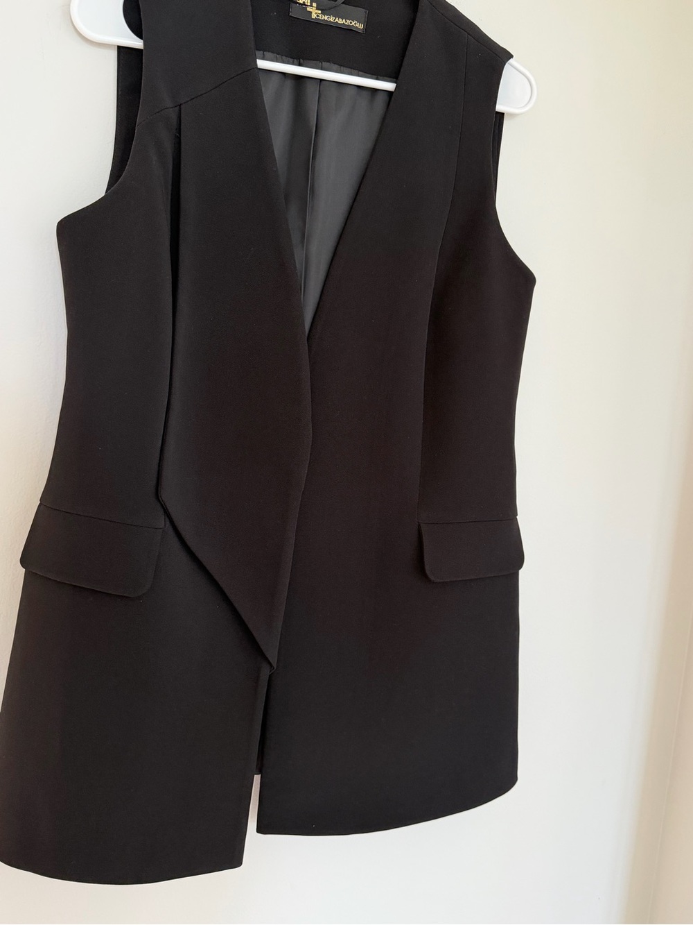 ADL Black Sleeveless Draped Long Vest-Size M - Picture 4 of 10